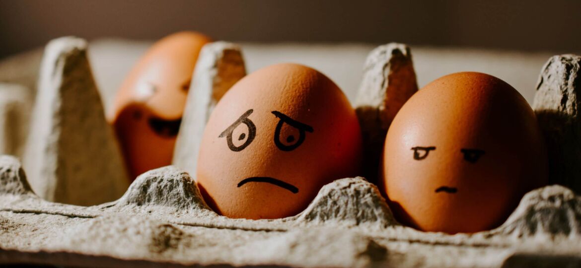 Egg with a worried face